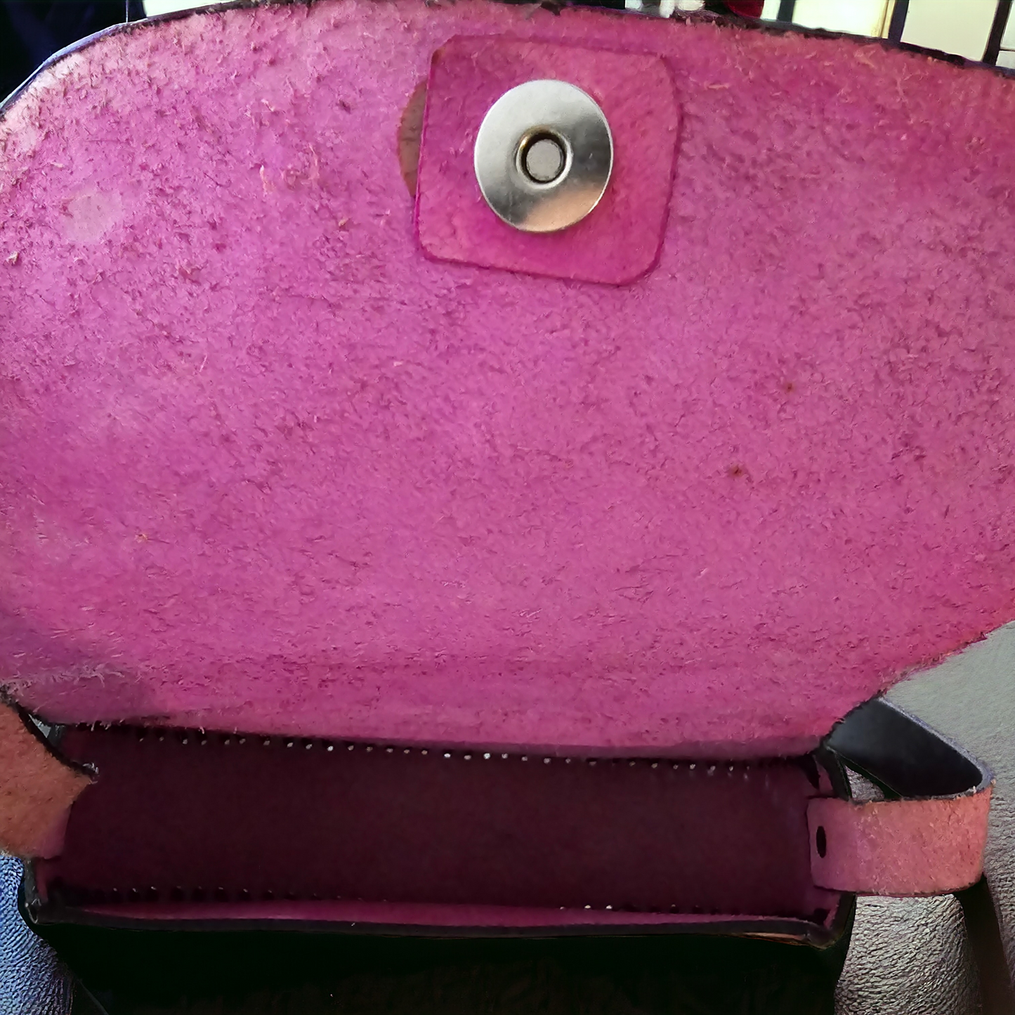 Purple And Tan Leather Crossbody Purse- Made In Mexico