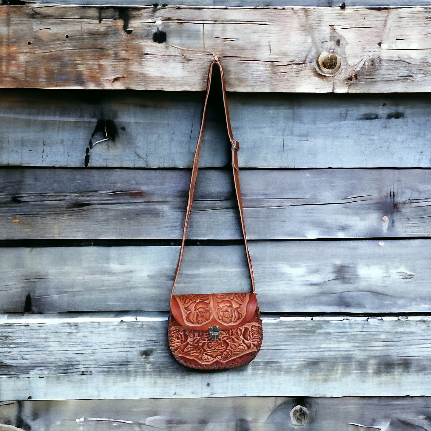 Brown and Tan Leather Purse- Made In Mexico