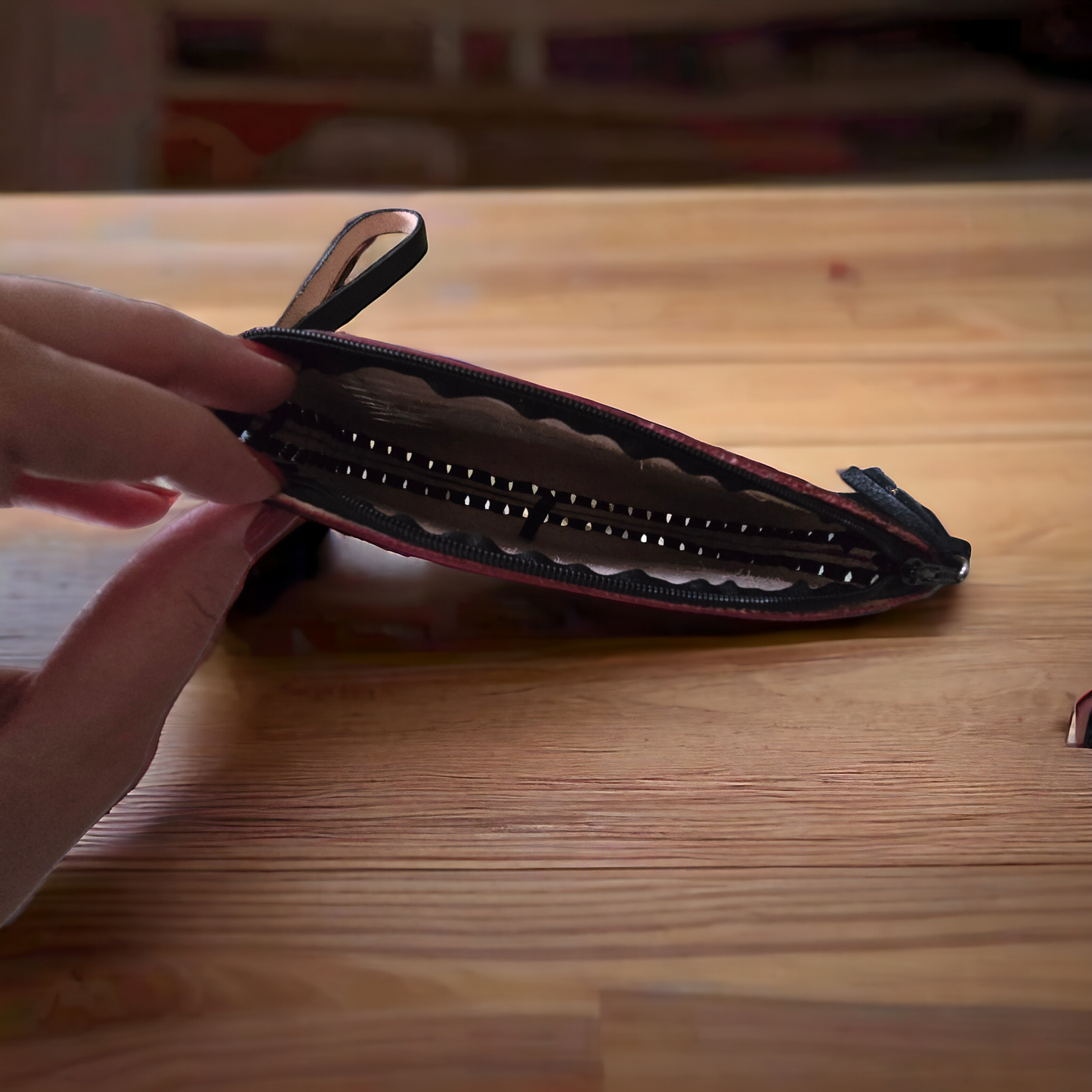 Purple Leather Wristlet Wallet- Made In Mexico