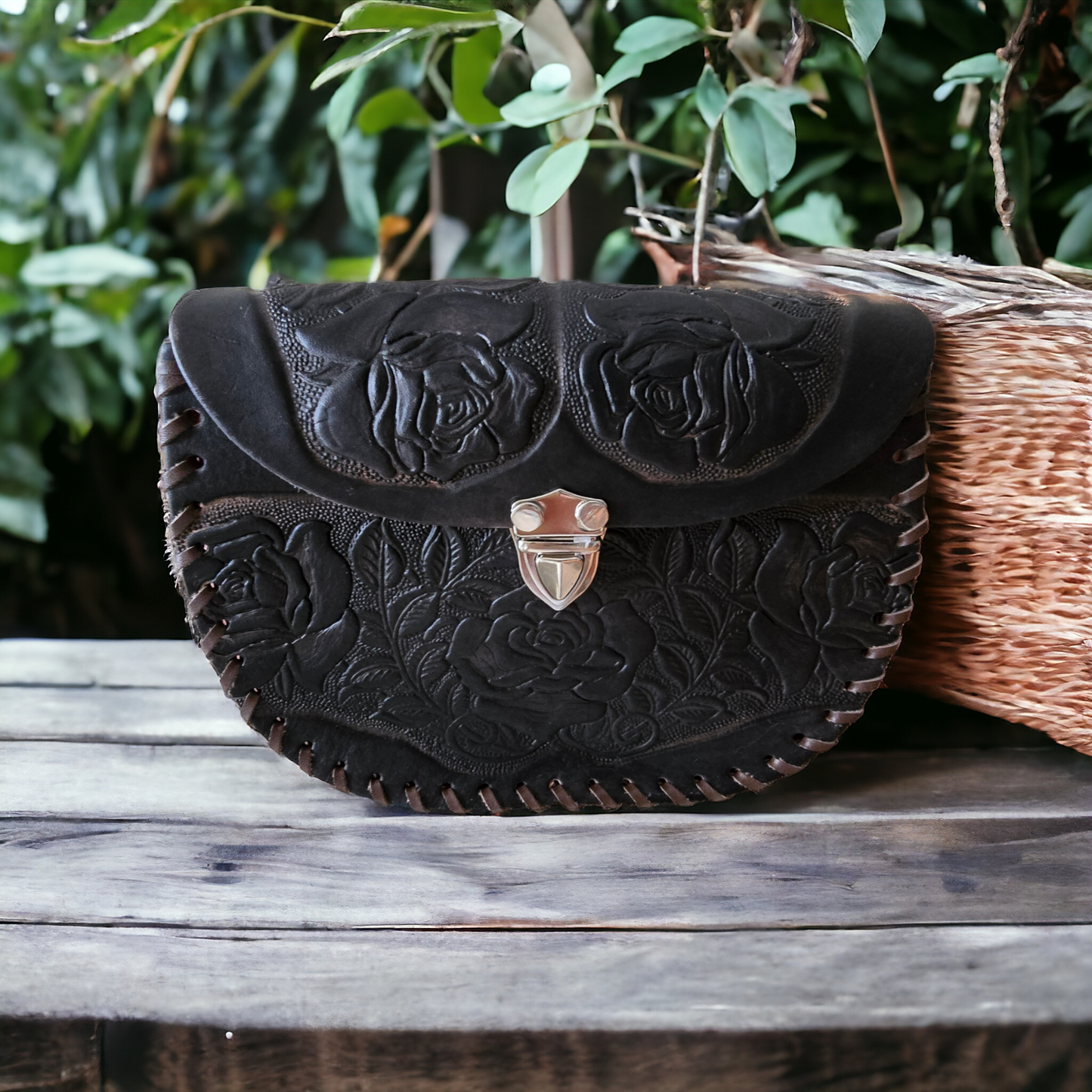 Black Leather Purse- Made In Mexico