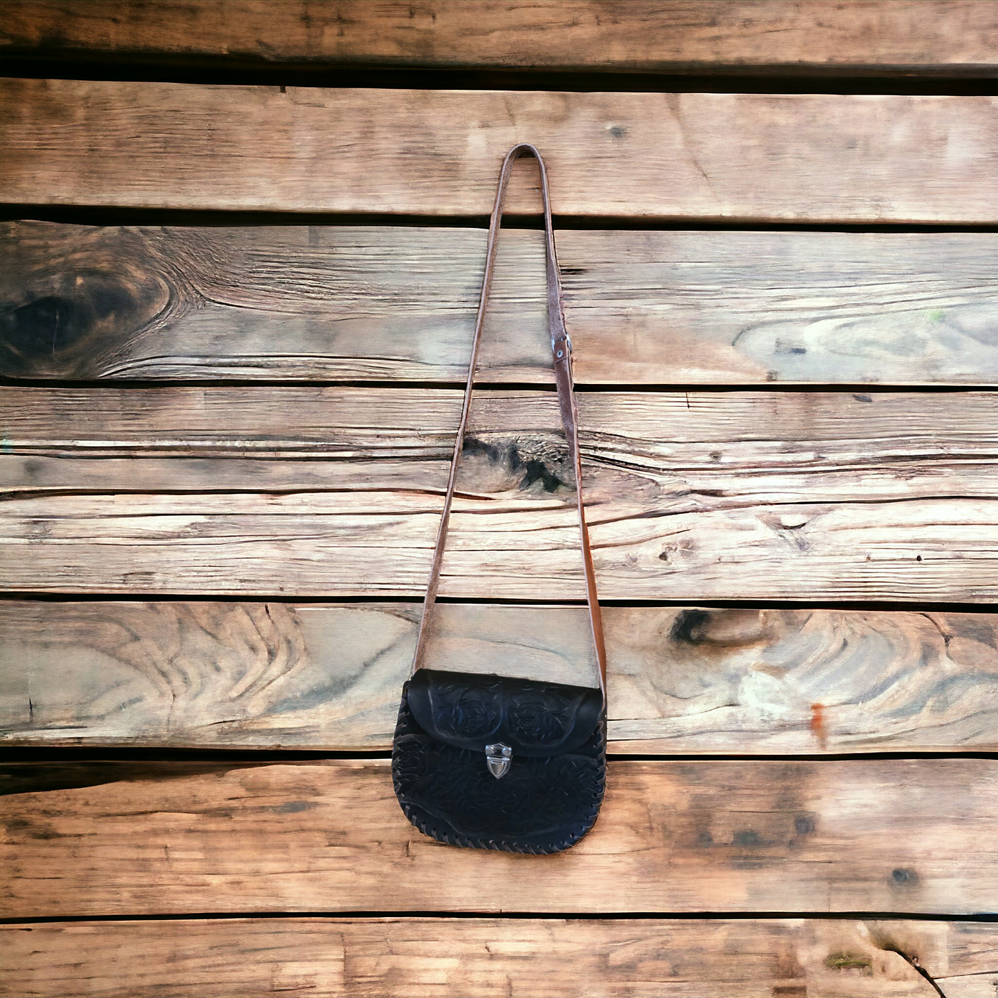 Black Leather Purse- Made In Mexico