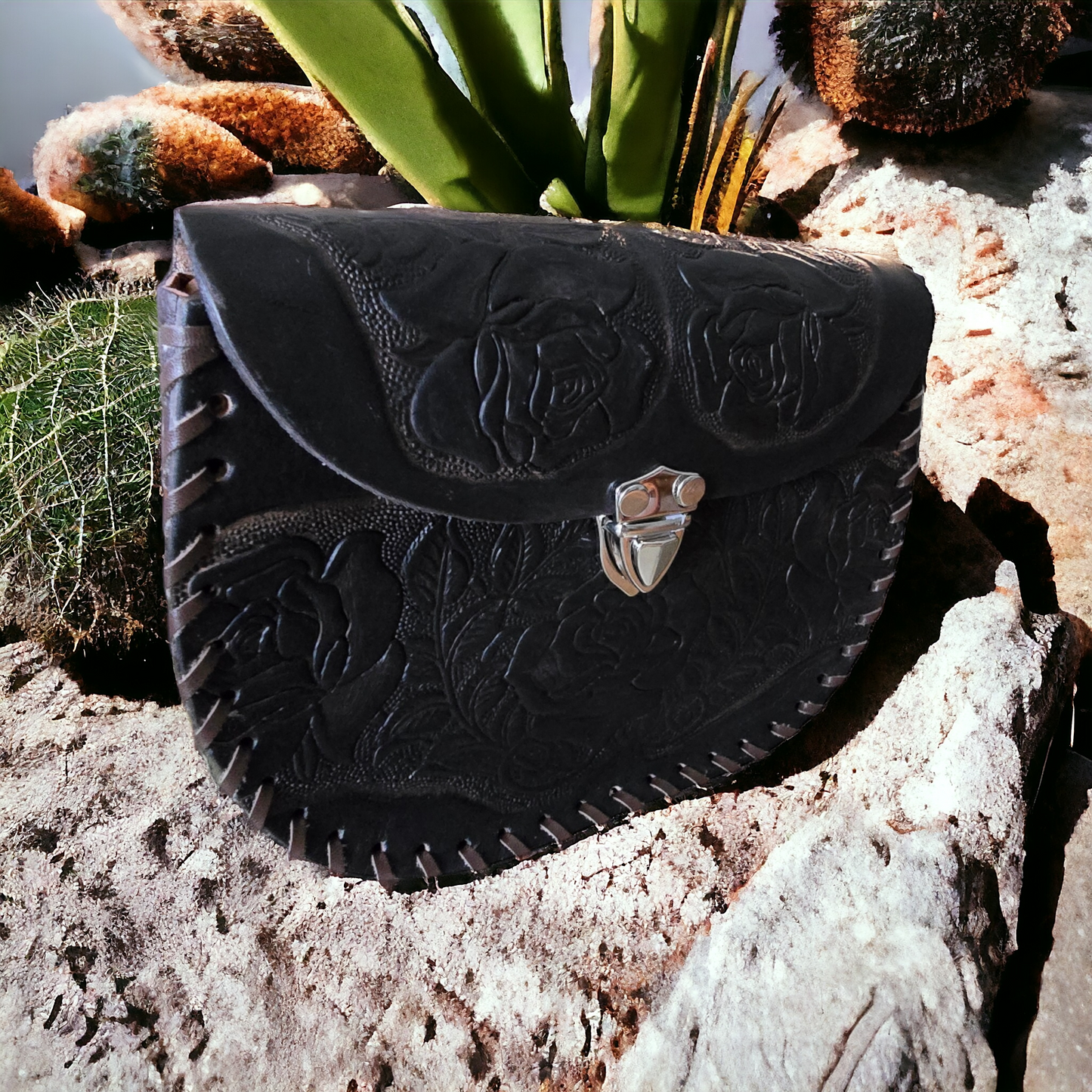 Black Leather Purse- Made In Mexico